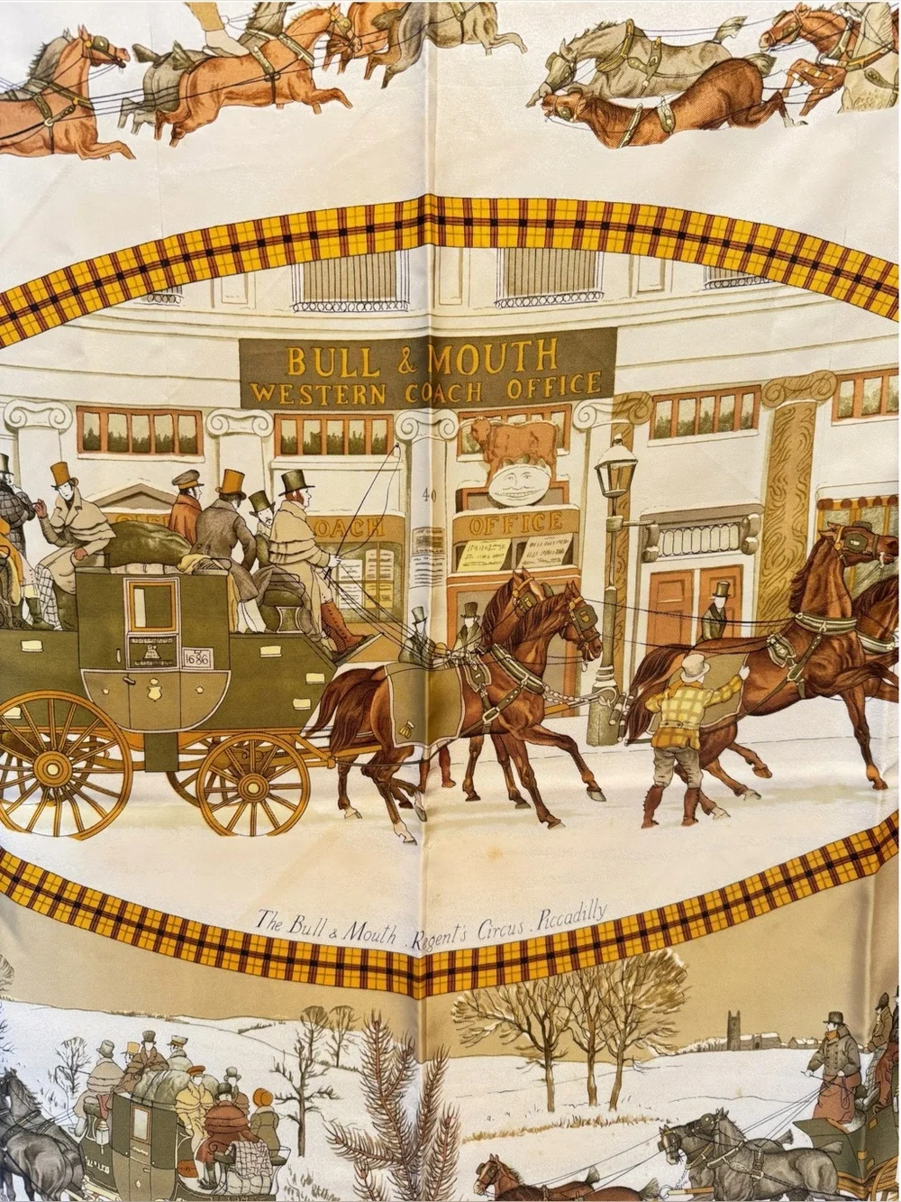 🌈 Hermes L’Hiver en Poste Carre 90 Silk Scarf